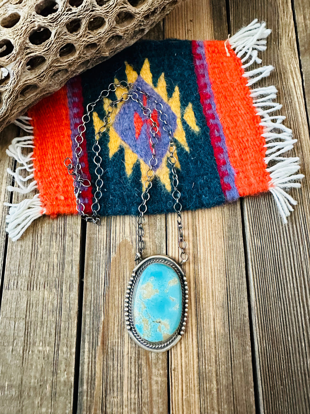 Handcrafted Sterling Silver & Kingman Turquoise Necklace