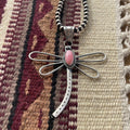 Handcrafted Pink Conch & Sterling Silver Dragonfly Pendant Signed