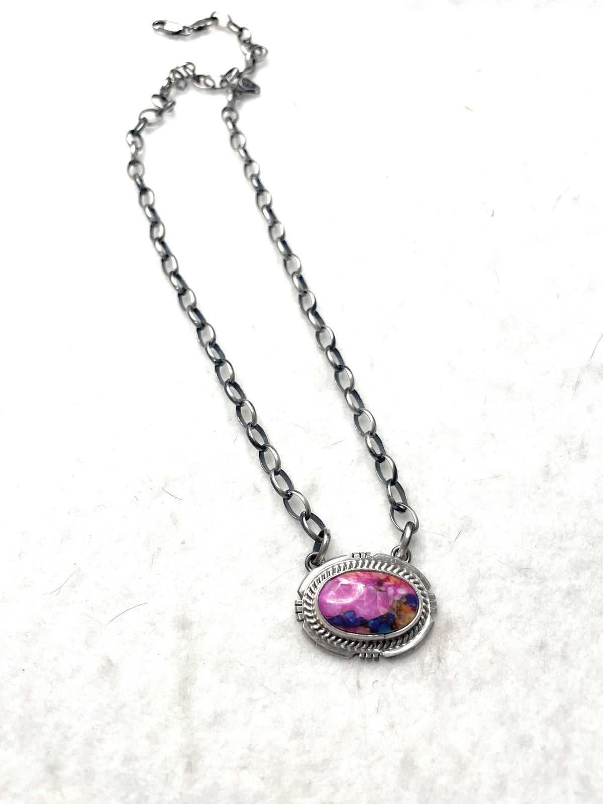 Sterling Silver & Pink Dream Mojave Necklace Signed