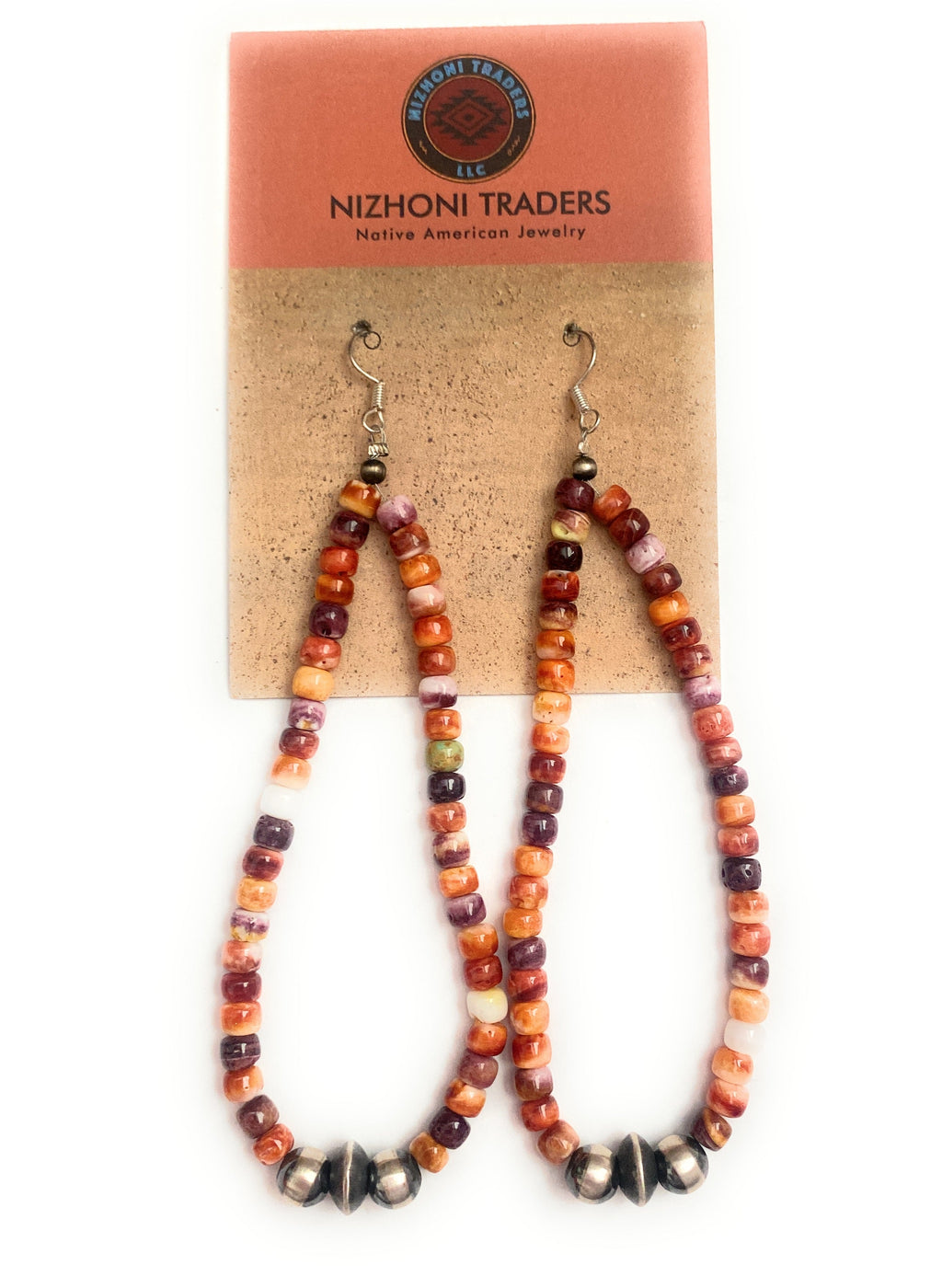 Handcrafted Spiny, Turquoise & Sterling Silver Pearl Dangle Hoop Earrings