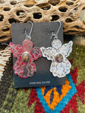 Handcrafted Jasper & Sterling Silver Angel Dangle Earrings