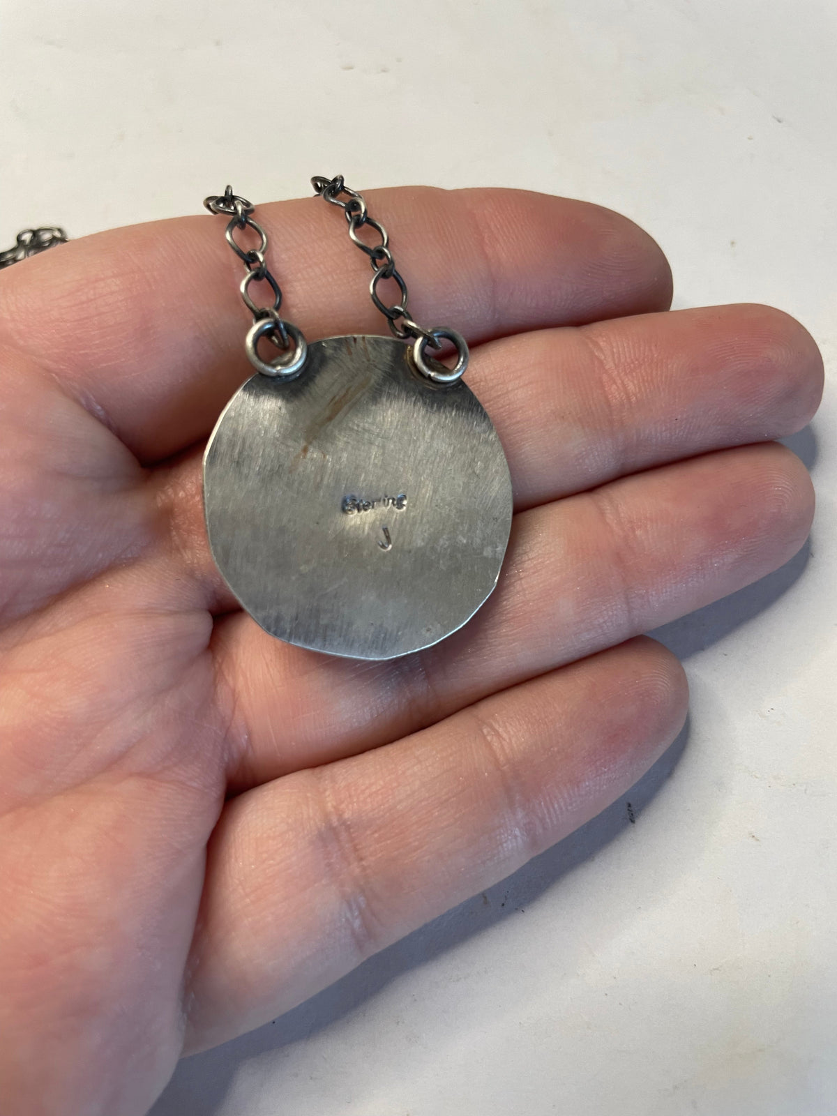 Handcrafted Sterling Silver And Kingman Turquoise Necklace Signed