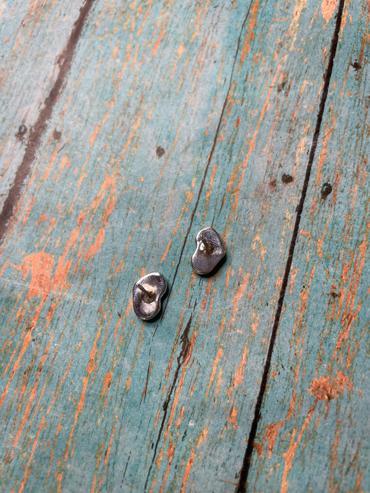 Handcrafted Sterling Silver & Multi Stone Inlay Stud Heart Earrings