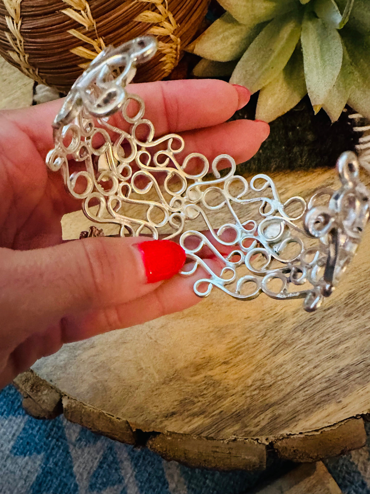Handcrafted Queen Pink Conch Shell & Sterling Silver Cuff Bracelet
