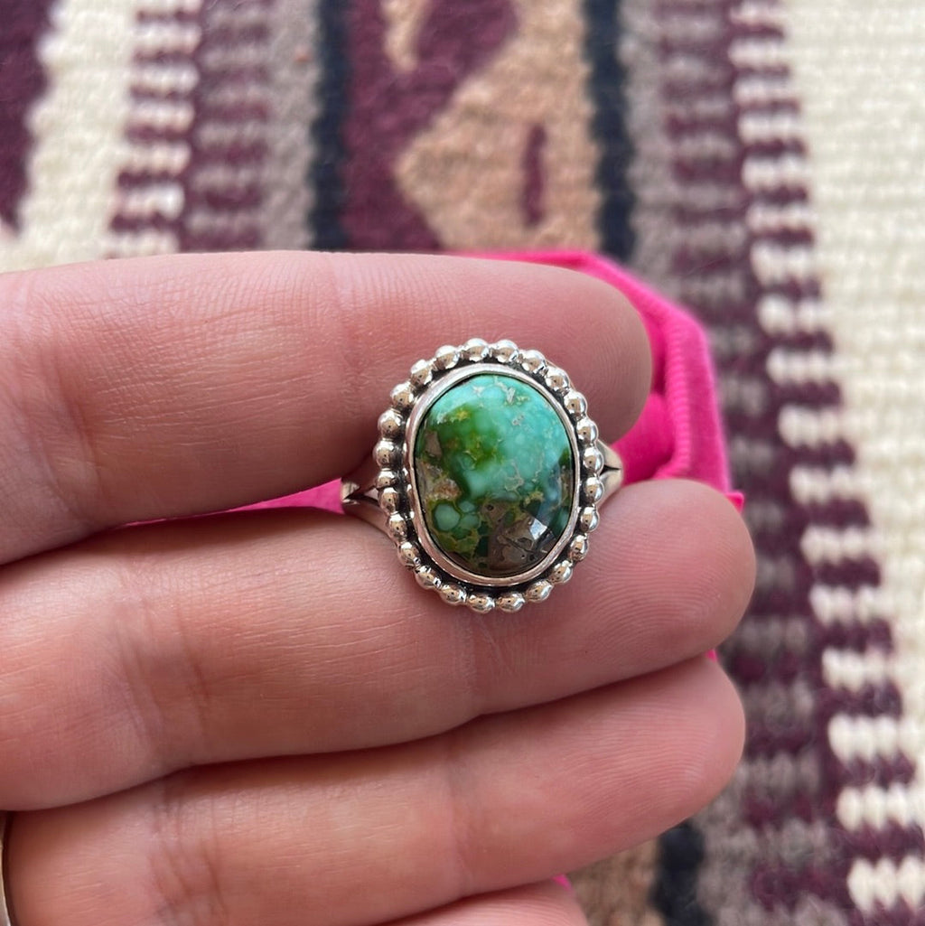 “The Taylor” Handcrafted Turquoise Sterling Silver Ring Size 10