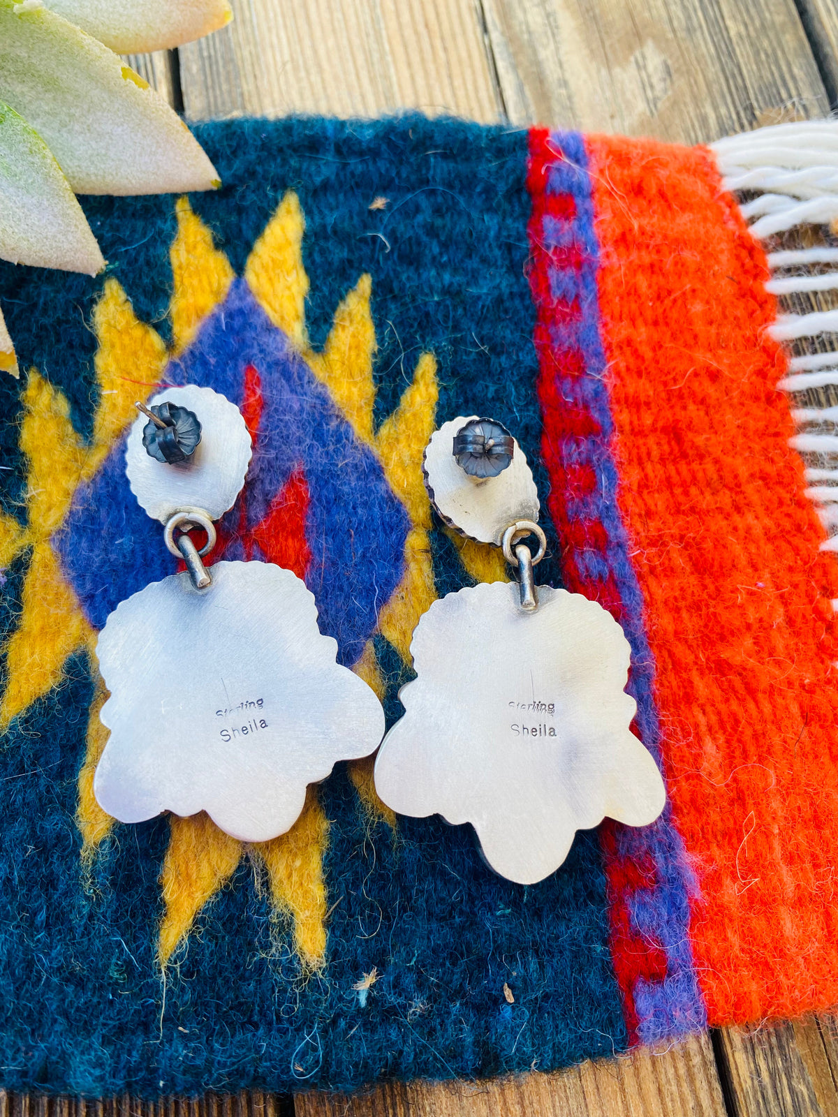 Handcrafted Turquoise & Sterling Silver Cluster Dangle Earrings