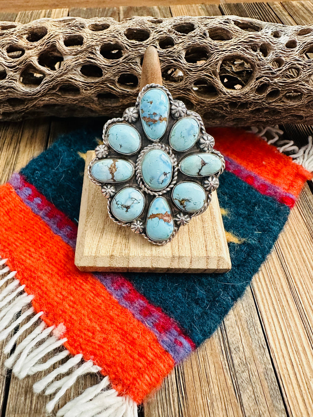 Handcrafted Sterling Silver & Golden Hills Turquoise Adjustable Ring