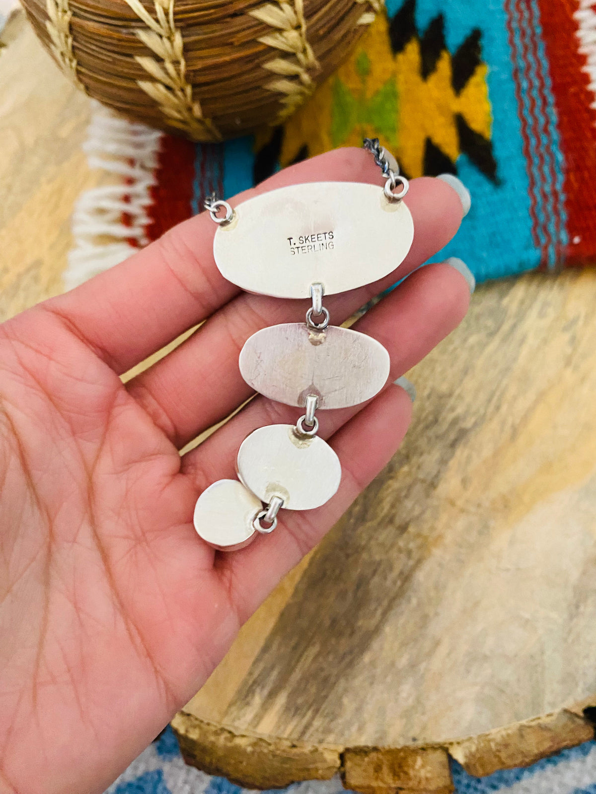 Handcrafted Sterling Silver & Pink Dream Mojave Lariat Necklace Signed