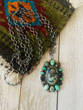 Handcrafted Sterling Silver & Tibetan Turquoise Cluster Necklace