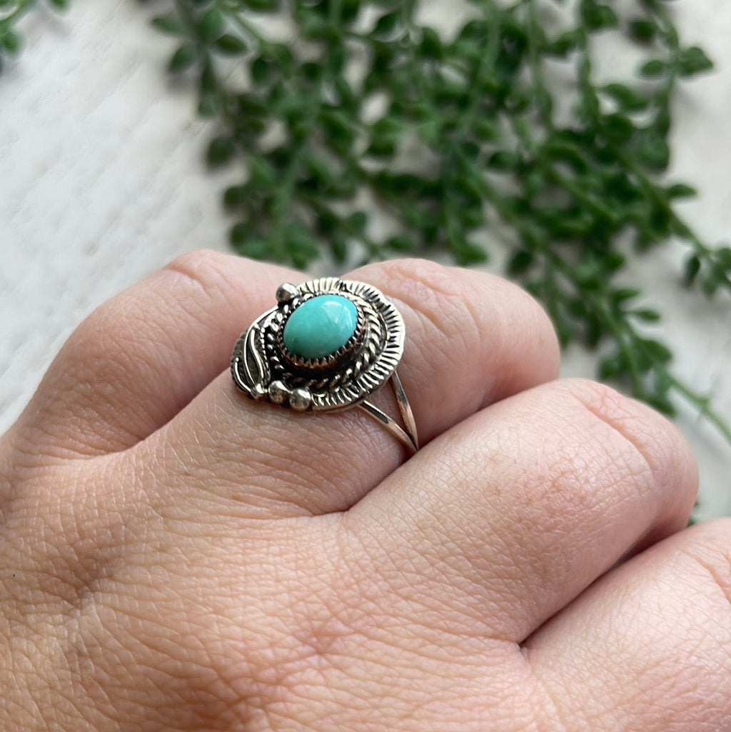 Handcrafted Single Stone Turquoise Sterling Silver Ring