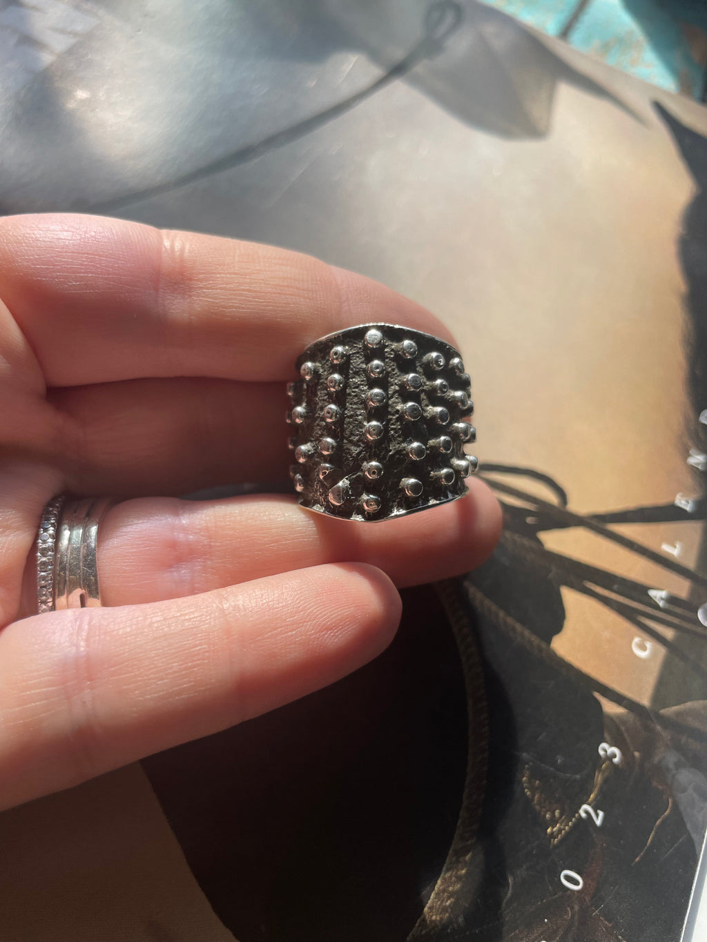 Handcrafted Sterling Silver Ring Size 9 Signed