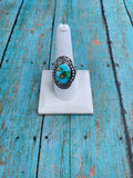 Handcrafted Sonoran Mountain Turquoise And Sterling Silver Statement Ring Size 9