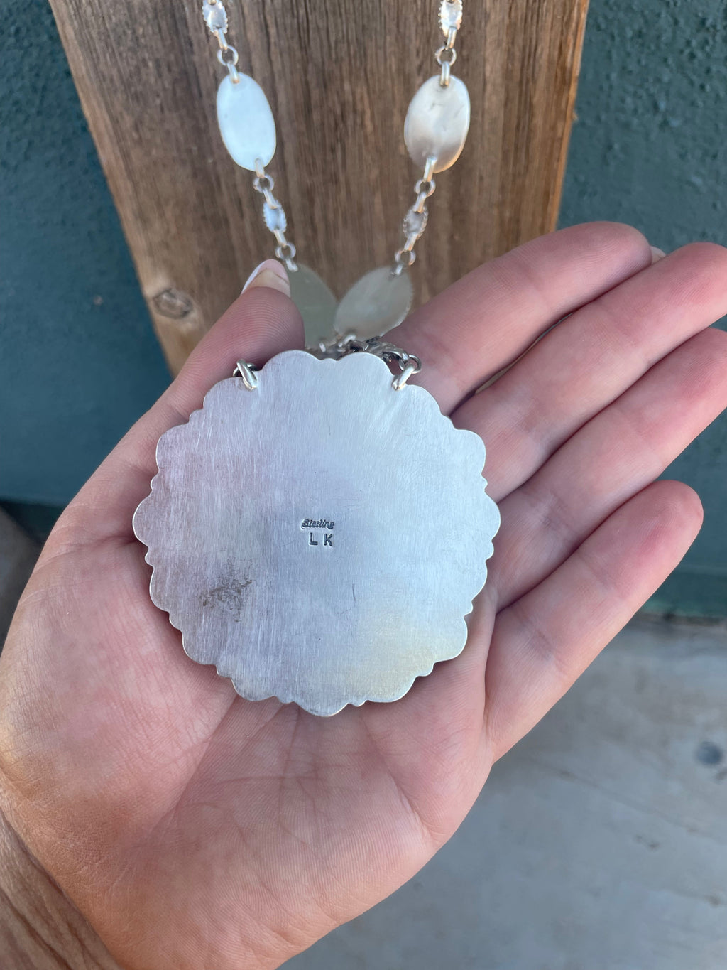 Handcrafted White Buffalo & Sterling Silver Necklace Earrings Set Signed