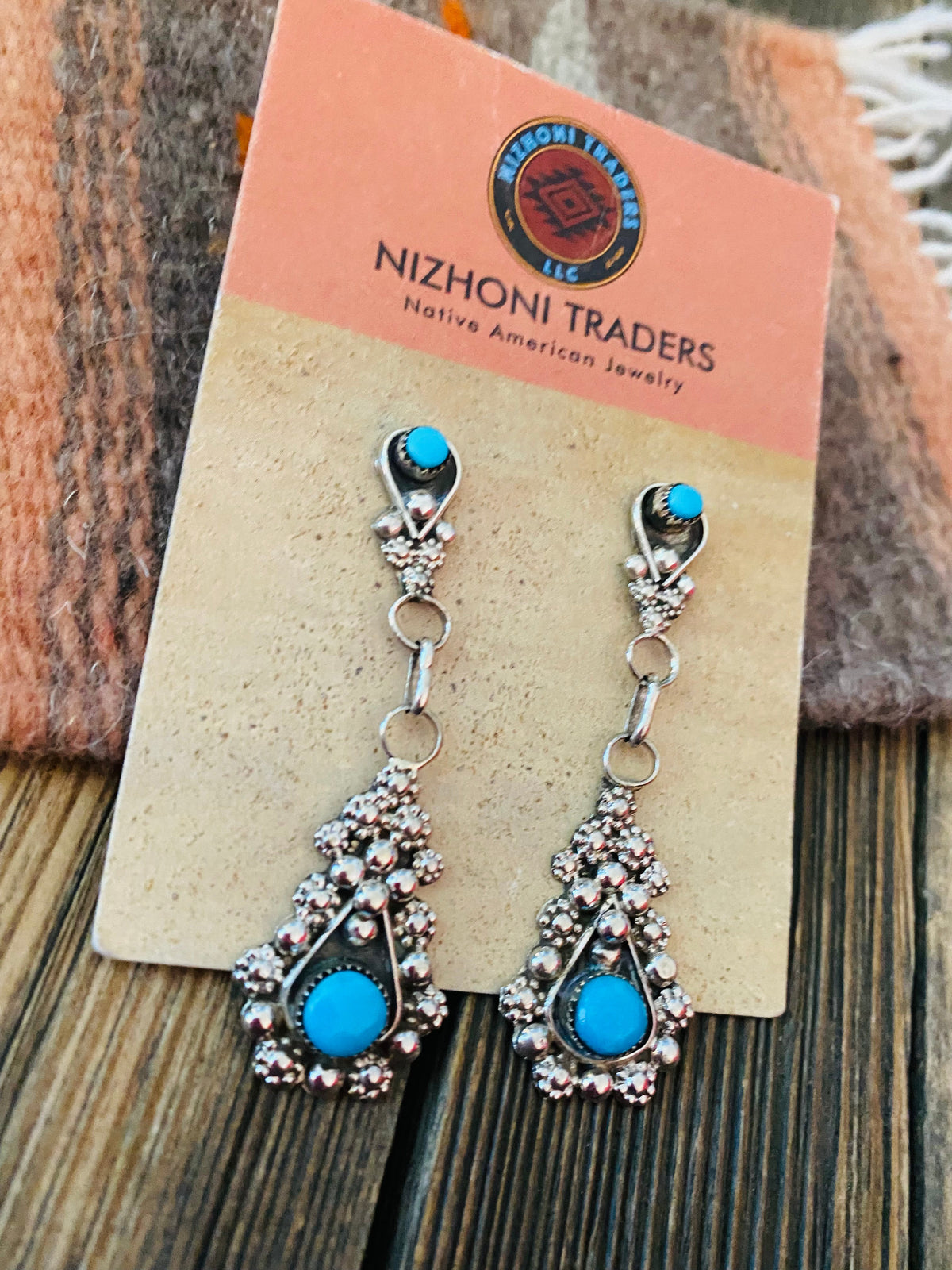 Handcrafted Sterling Silver & Turquoise Dangle Earrings