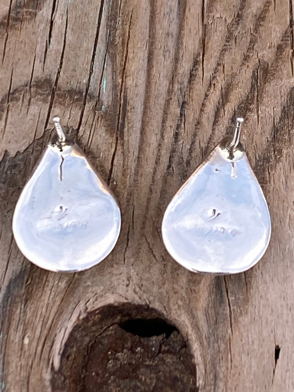 Handcrafted Turquoise 8 & Sterling Silver Tear Drop Stud Earrings