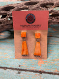 Handcrafted Sterling Silver And Coral Dangle Earrings
