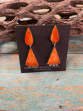 Handcrafted Sterling Silver And Coral Dangle Earrings