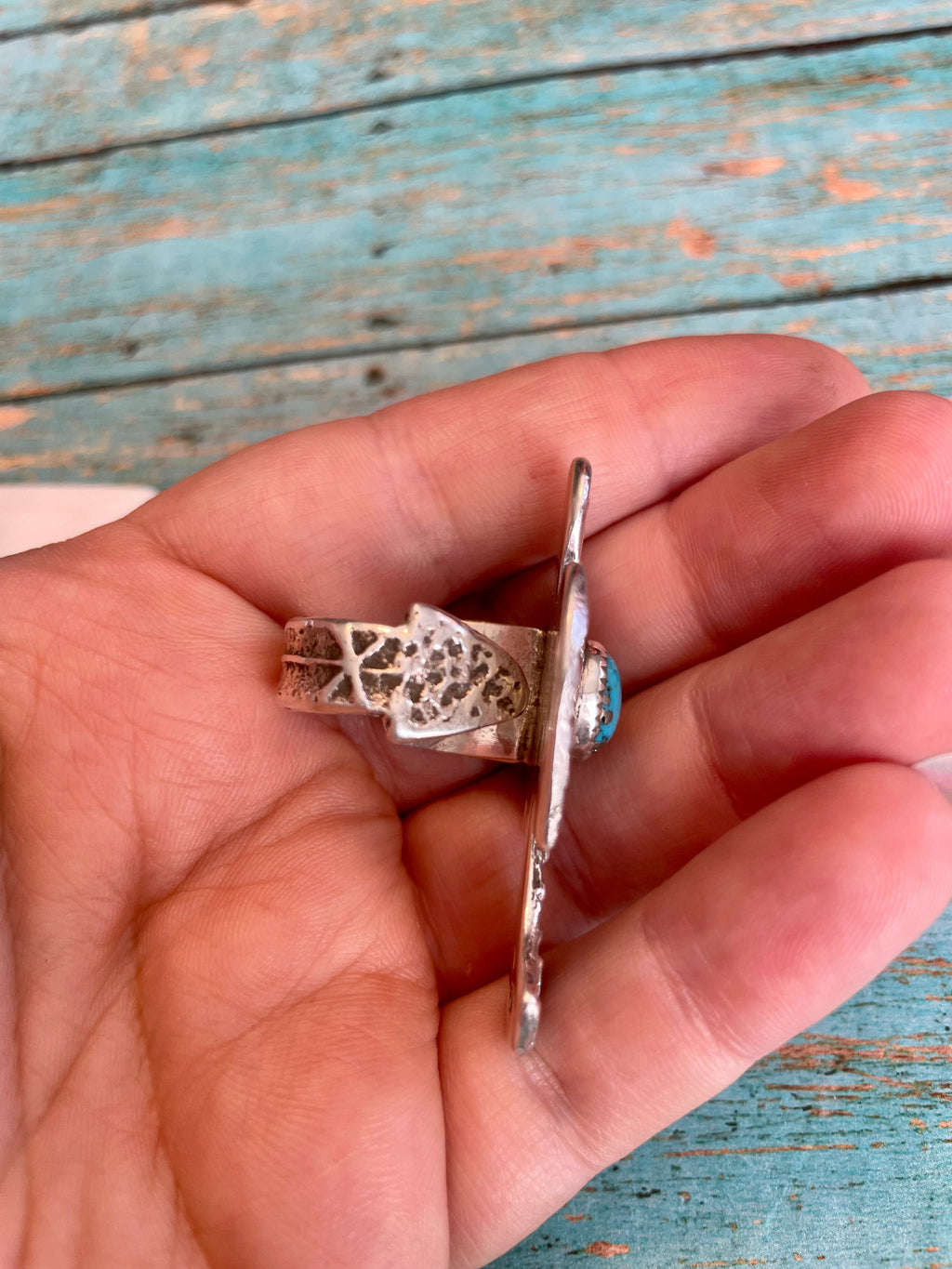 Handcrafted Turquoise & Sterling Silver Adjustable Ring