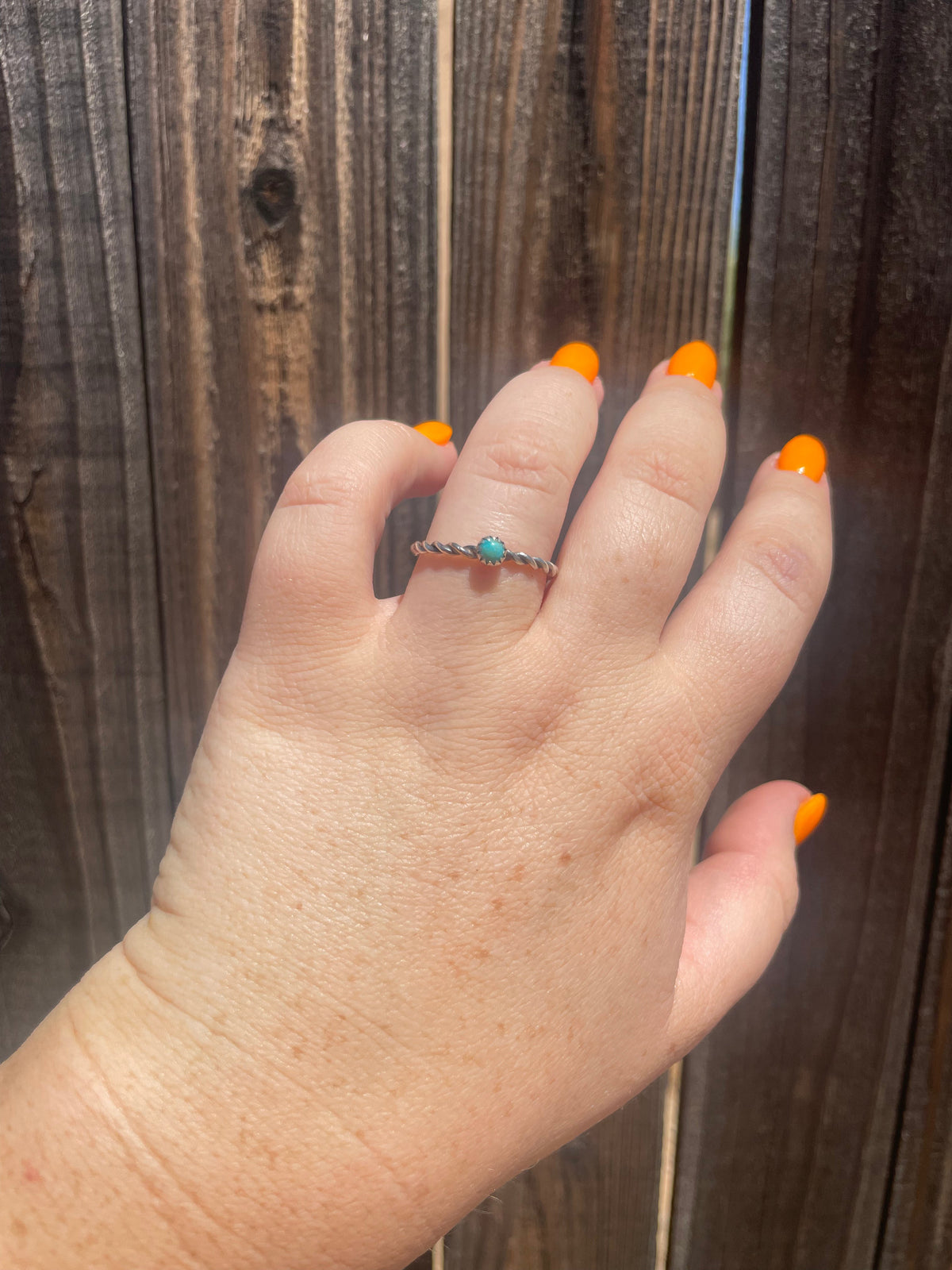 Handcrafted Mini Stone Turquoise Sterling Silver Braided Band Ring