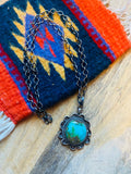 Handcrafted Sterling Silver & Royston Turquoise Necklace Signed