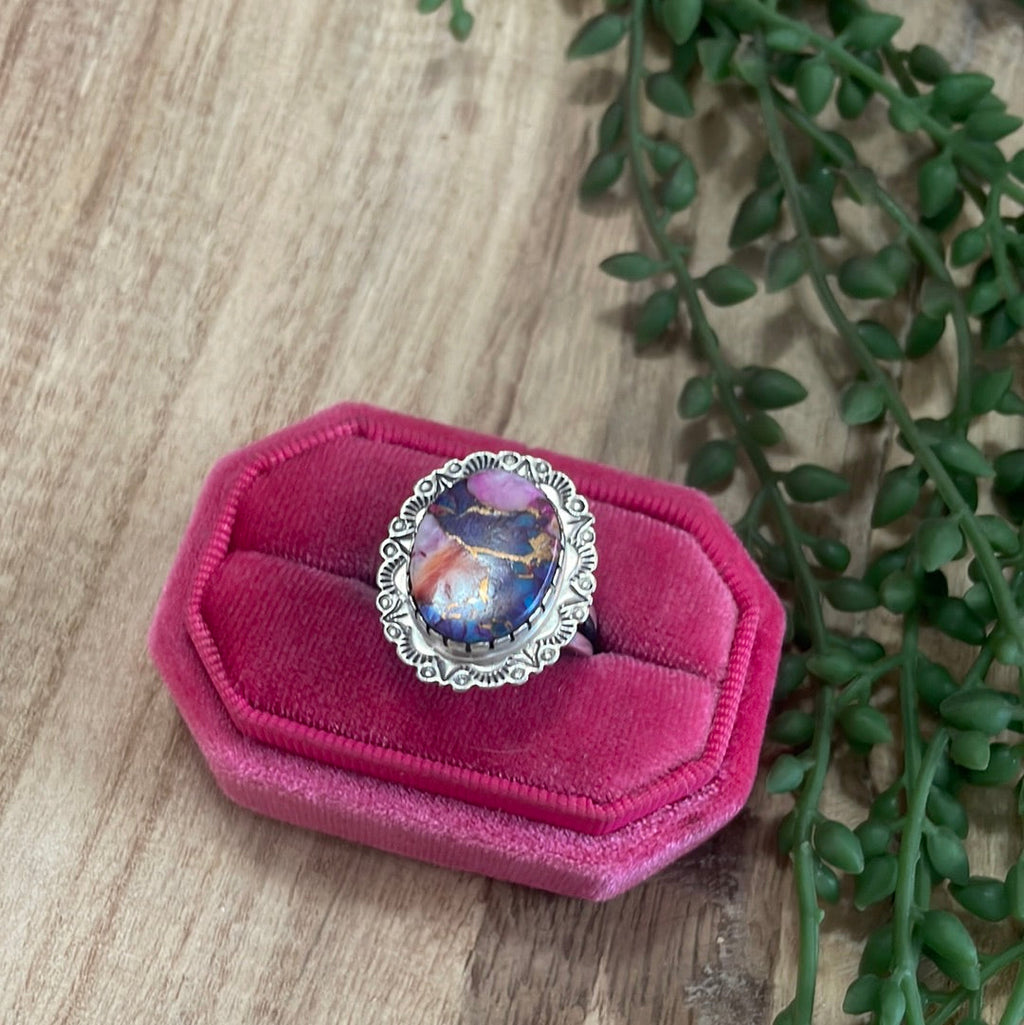 “Dreamy ” Handcrafted Pink Dream & Sterling Silver Ring Signed