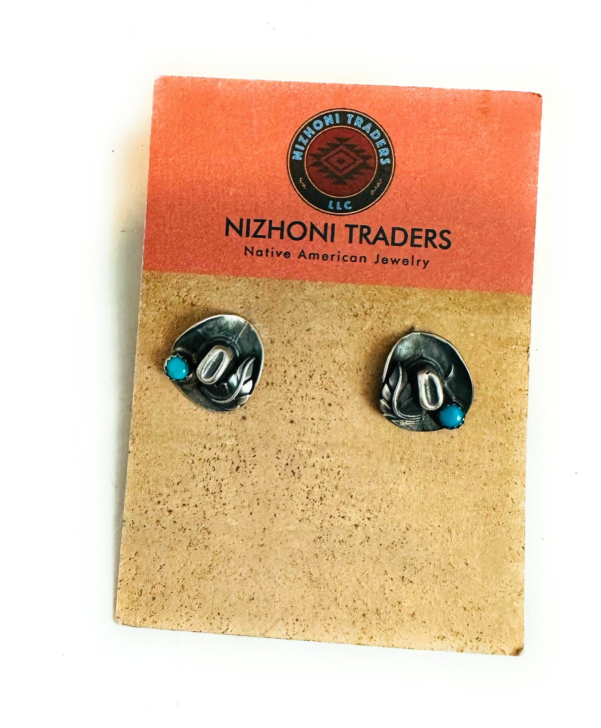 Handcrafted Mini Cowboy Hat Sterling Silver & Turquoise Stud Earrings
