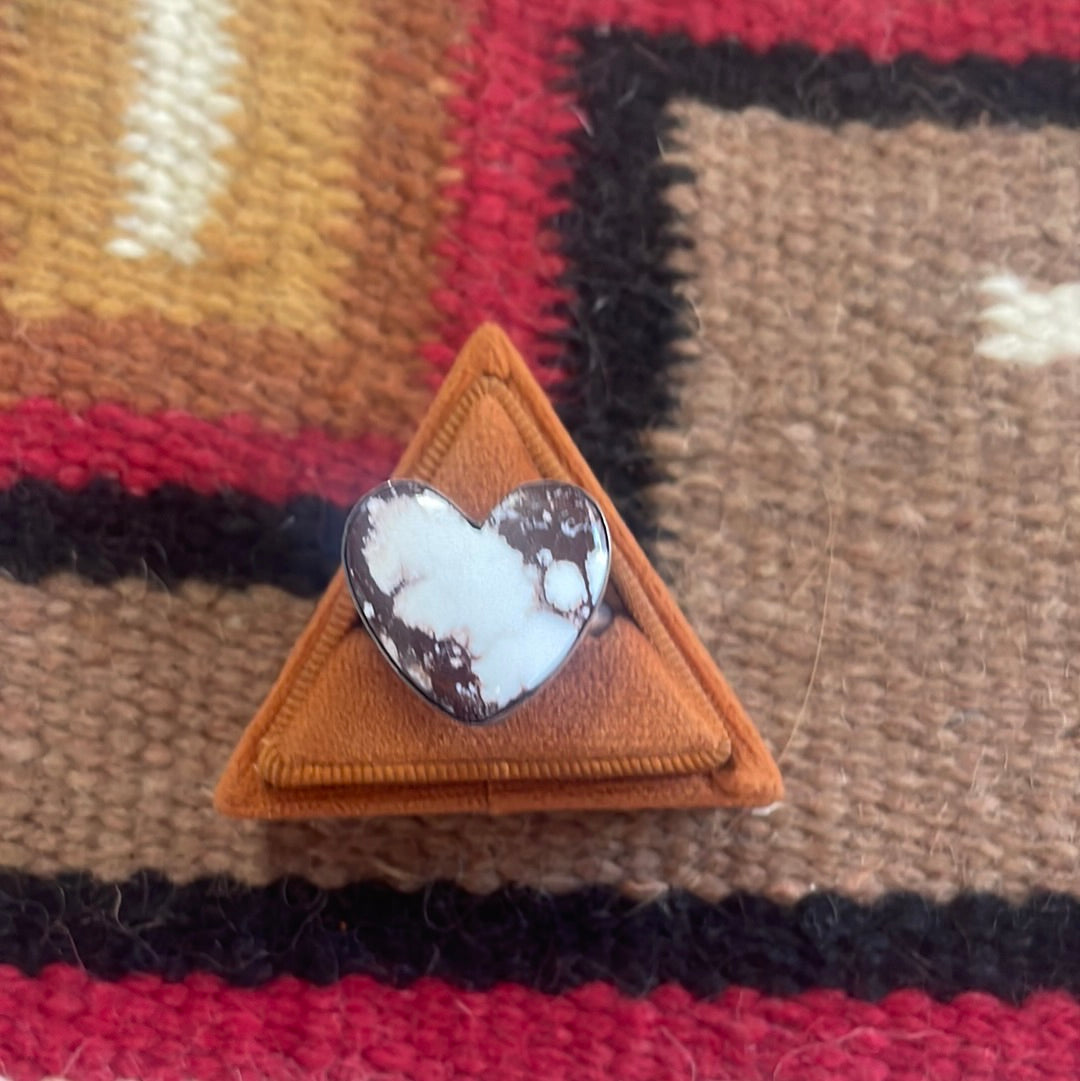 Handcrafted Wild Horse And Sterling Silver Heart Ring