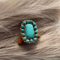 Handcrafted Turquoise & Sterling Silver Ring Size 8.5 Signed Robert Shakey