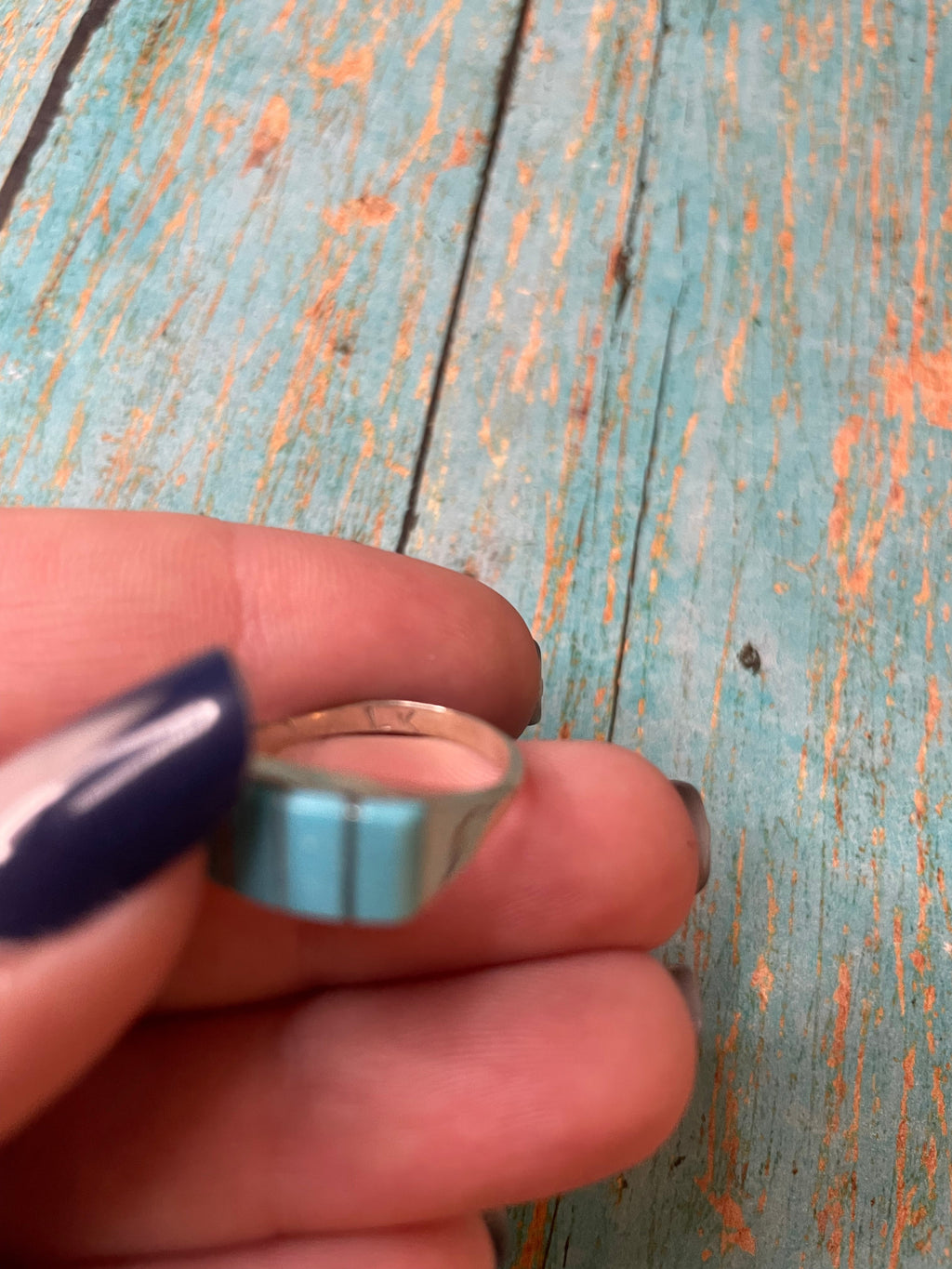 Handcrafted 5 Stone Inlay Turquoise & Sterling Silver Ring Signed