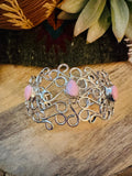 Handcrafted Queen Pink Conch Shell & Sterling Silver Cuff Bracelet