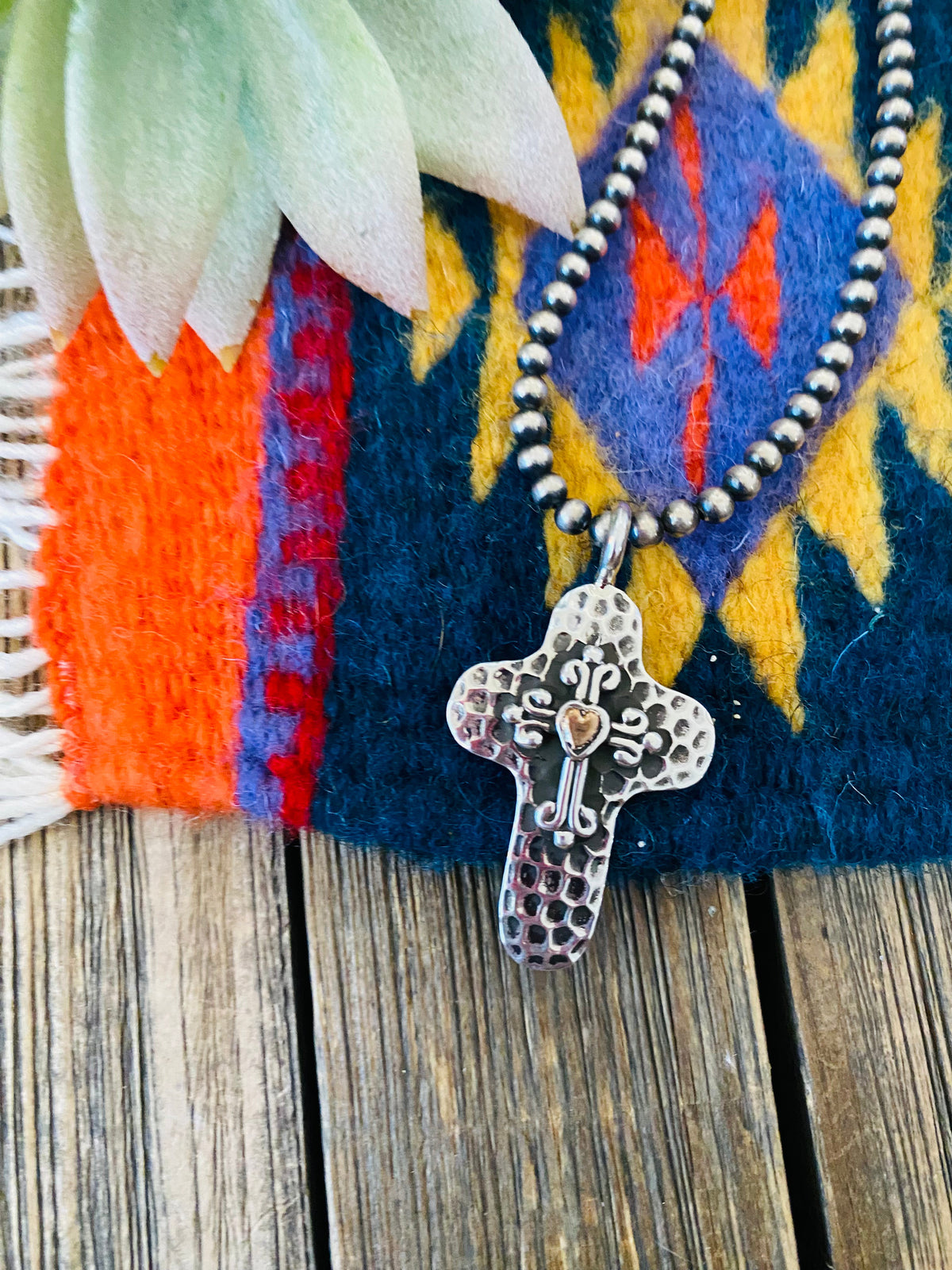 Handcrafted Sterling Silver & Copper Cross Pendant