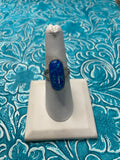 Handcrafted  Man Made Sterling Silver & Blue Opal Ring Signed