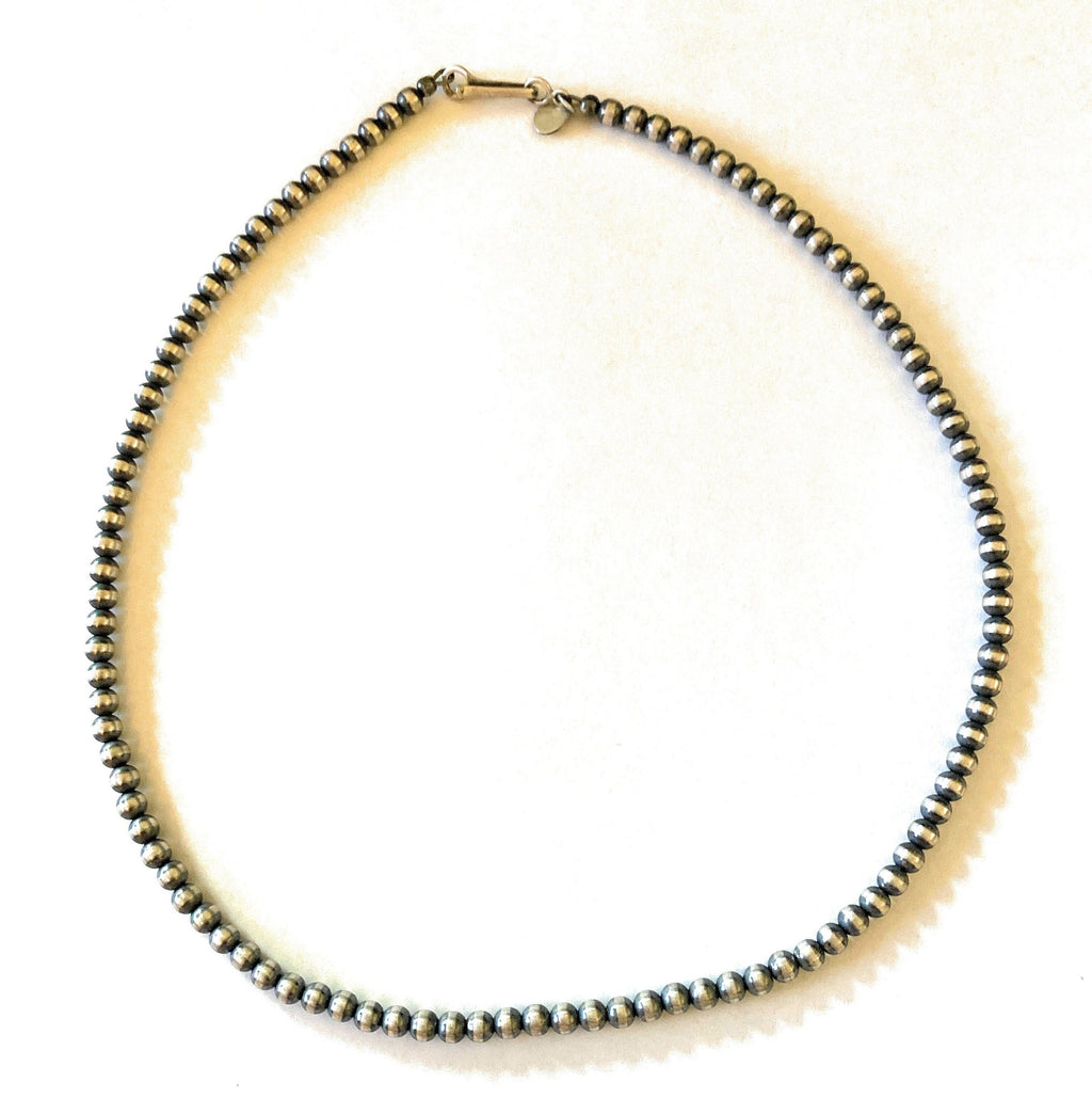 5mm Sterling Silver Pearl Style Beaded Necklace