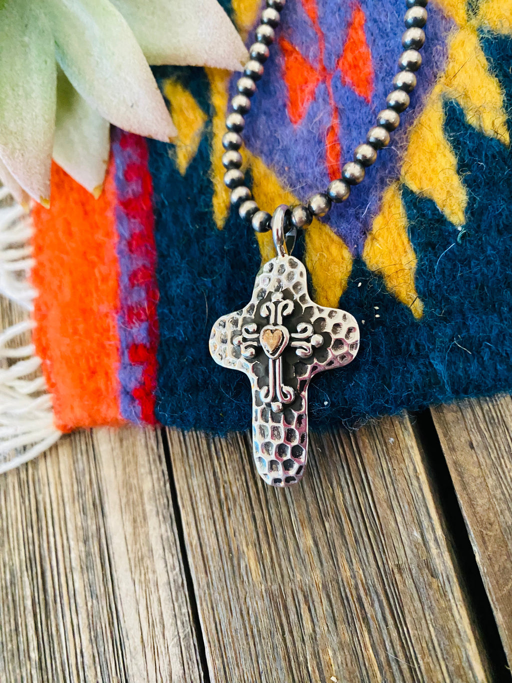 Handcrafted Sterling Silver & Copper Cross Pendant