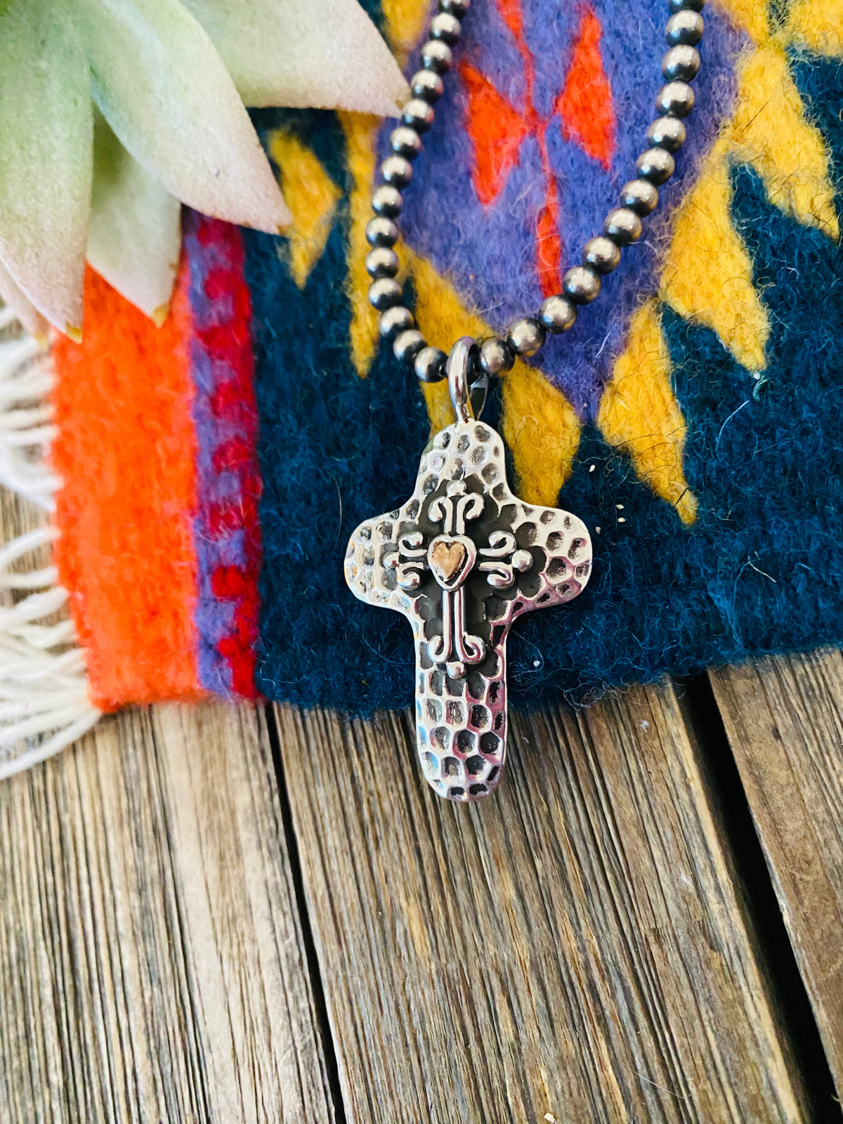 Handcrafted Sterling Silver & Copper Cross Pendant