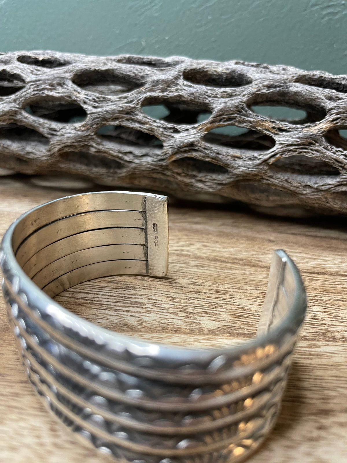 Handcrafted Sterling Silver Hand stamped Cuff Signed