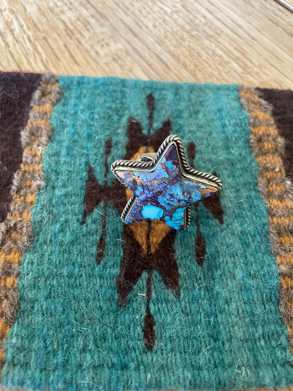 Handcrafted Purple Dream And Sterling Silver Star Adjustable Ring