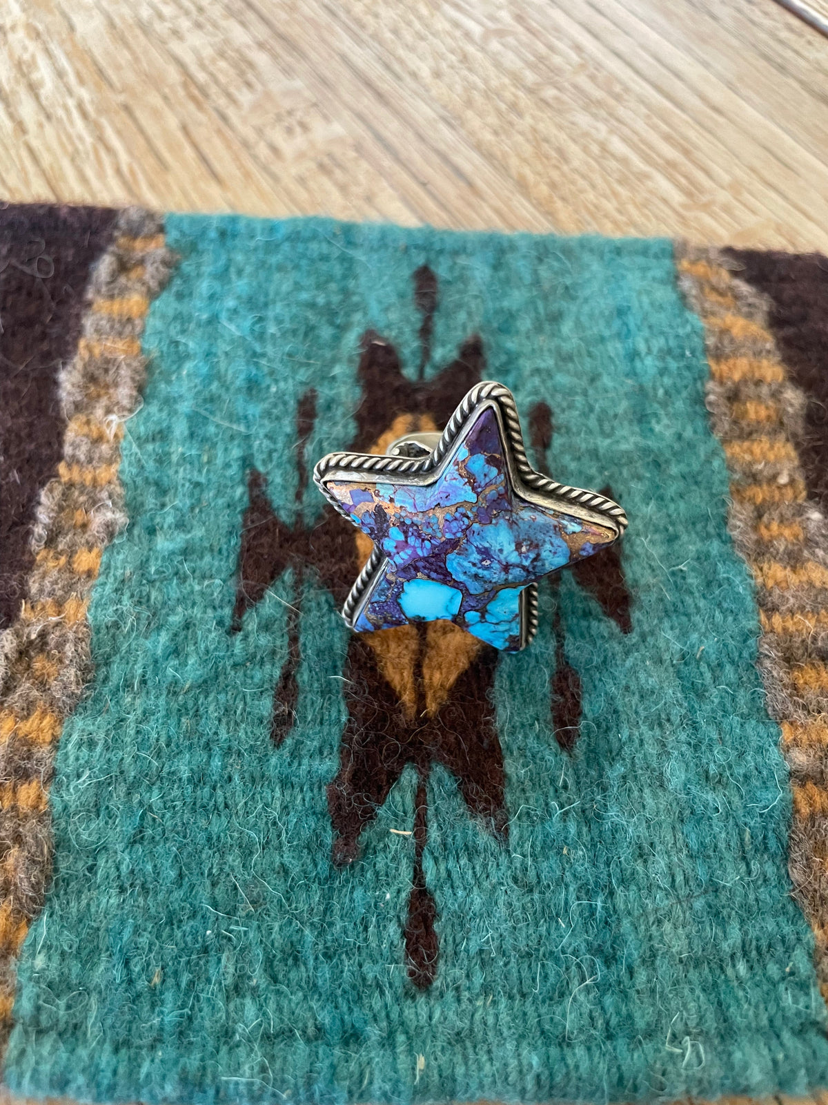 Handcrafted Purple Dream And Sterling Silver Star Adjustable Ring
