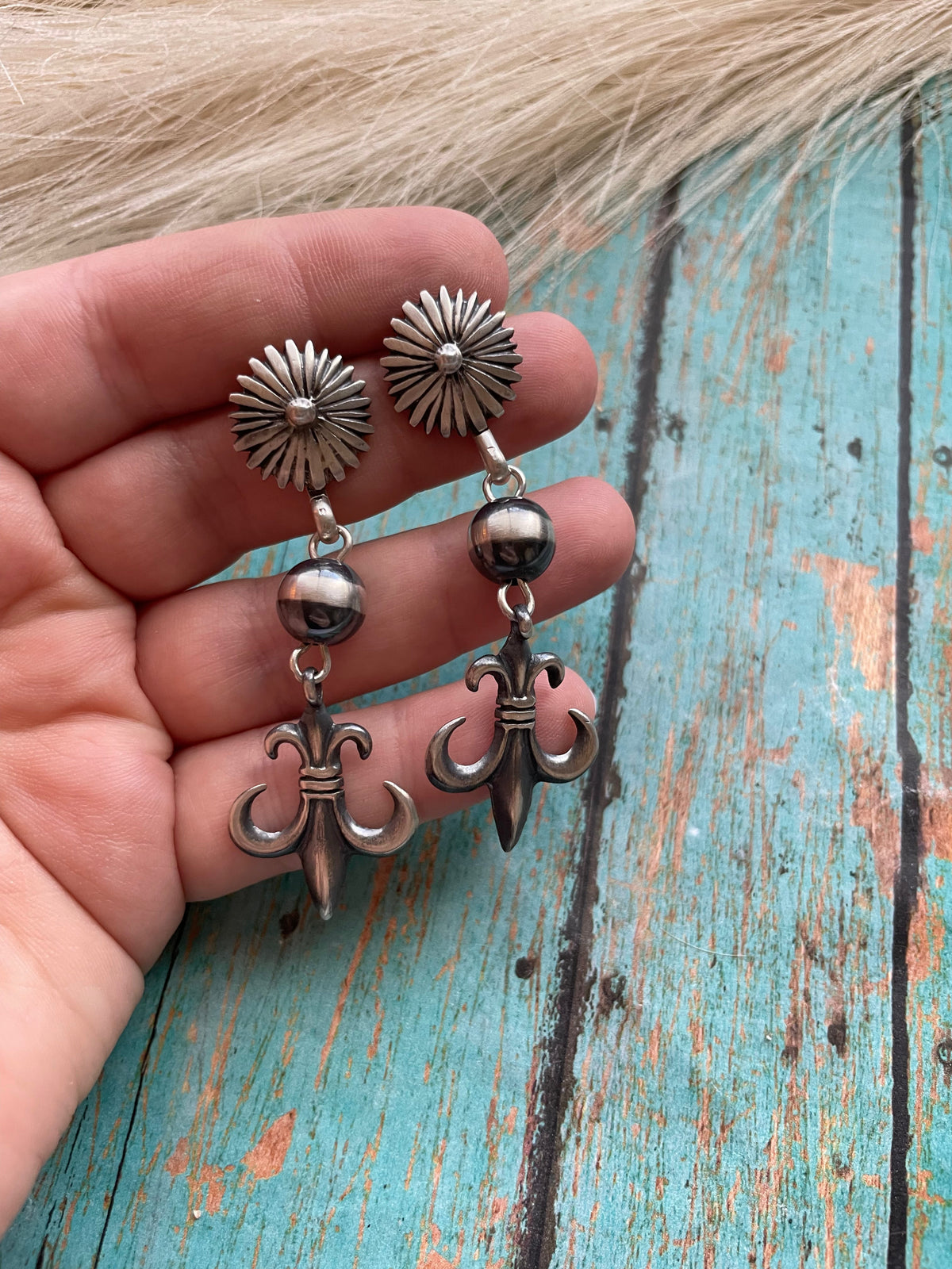 Handcrafted Sterling Silver Flower Dangle Earrings