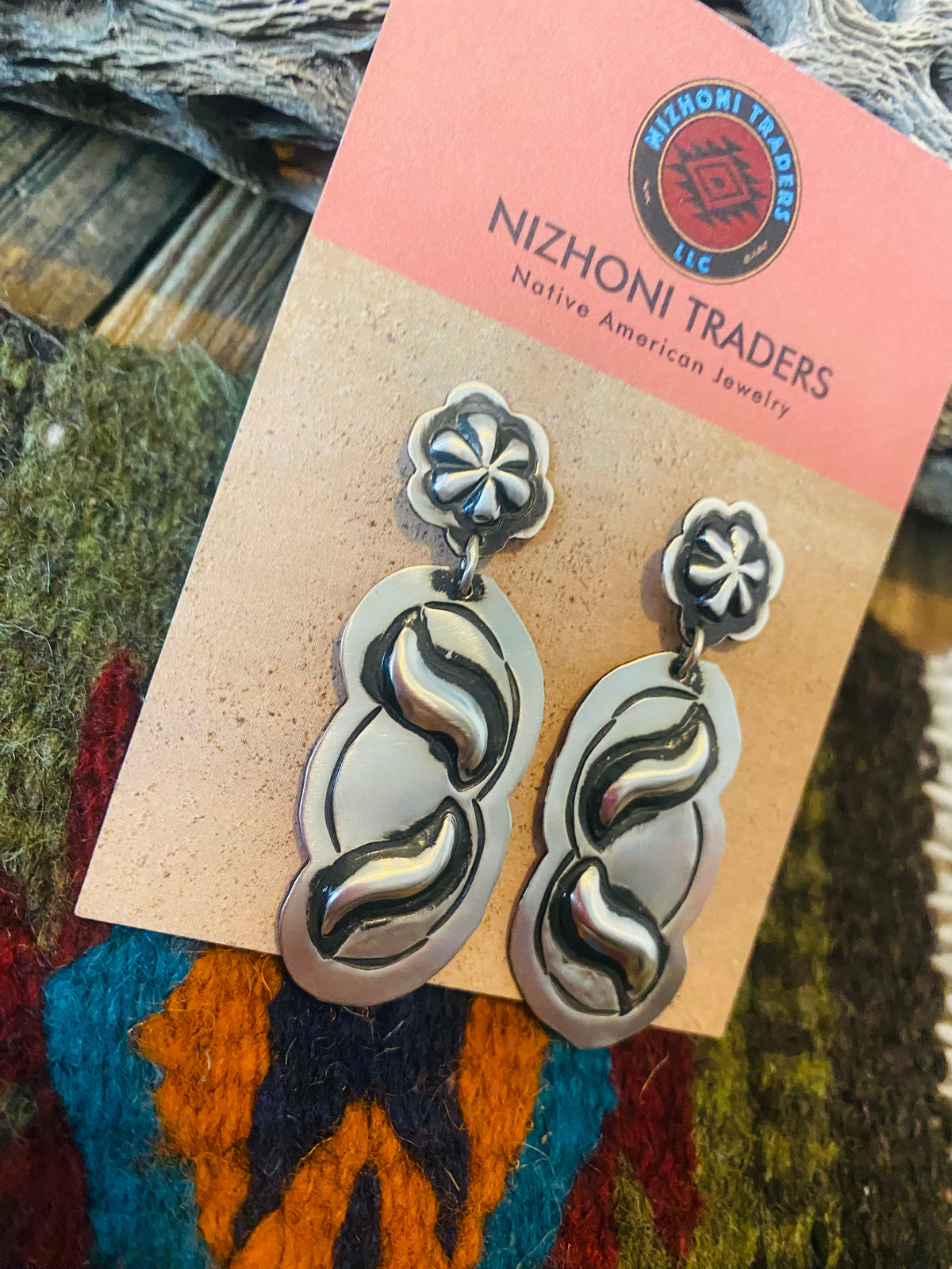 Handcrafted Sterling Silver Concho Dangle Earrings By Leander Tahe
