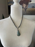 Handcrafted Number 8 Turquoise Inlay & Sterling Silver Pendant Signed