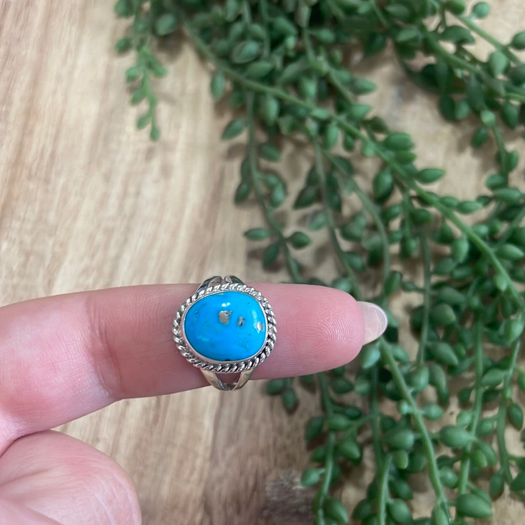 Handcrafted Turquoise & Sterling Silver Single Stone Ring