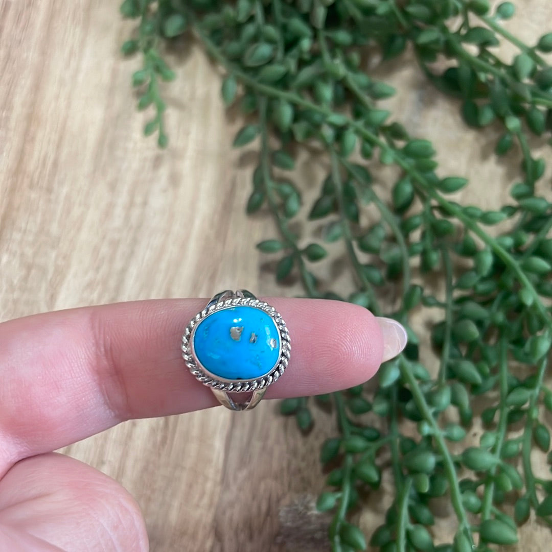Handcrafted Turquoise & Sterling Silver Single Stone Ring