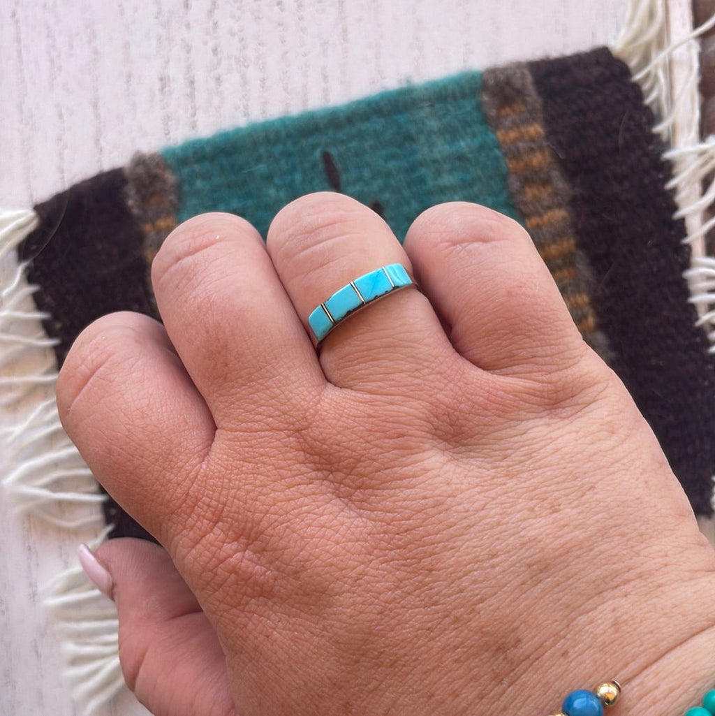 Handcrafted Sterling Silver & Turquoise 4 Stone Stacker Ring