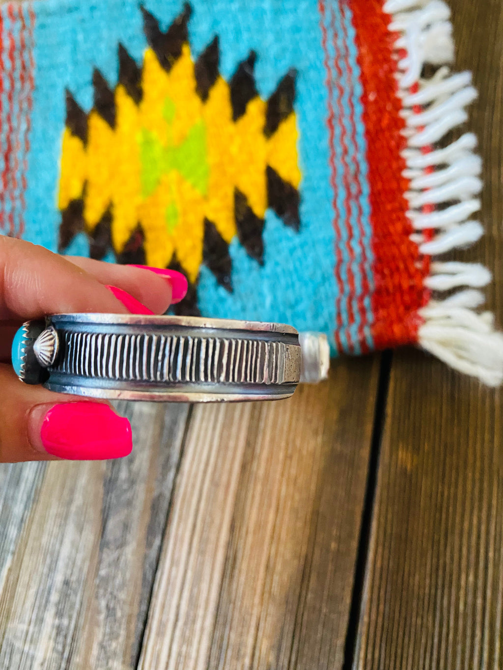 Handcrafted Turquoise & Sterling Silver Cuff Bracelet /
