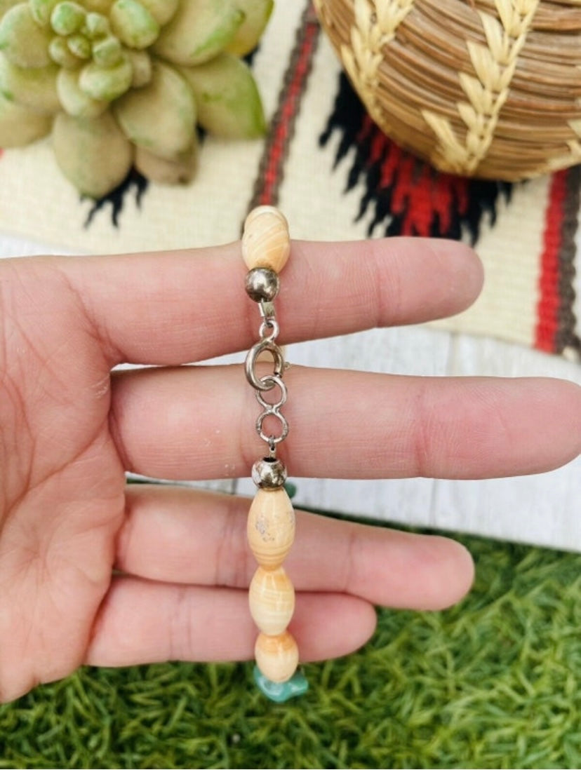 Handcrafted Sterling Silver Shell & Turquoise Bracelet