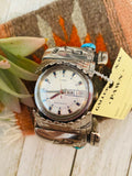 Old Pawn Vintage Handcrafted Turquoise & Sterling Silver Watch Cuff