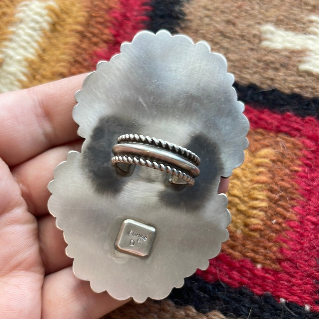 Handcrafted Sterling Silver, Rhodonite, Pink Conch Cluster Statement Ring Size 8 Signed