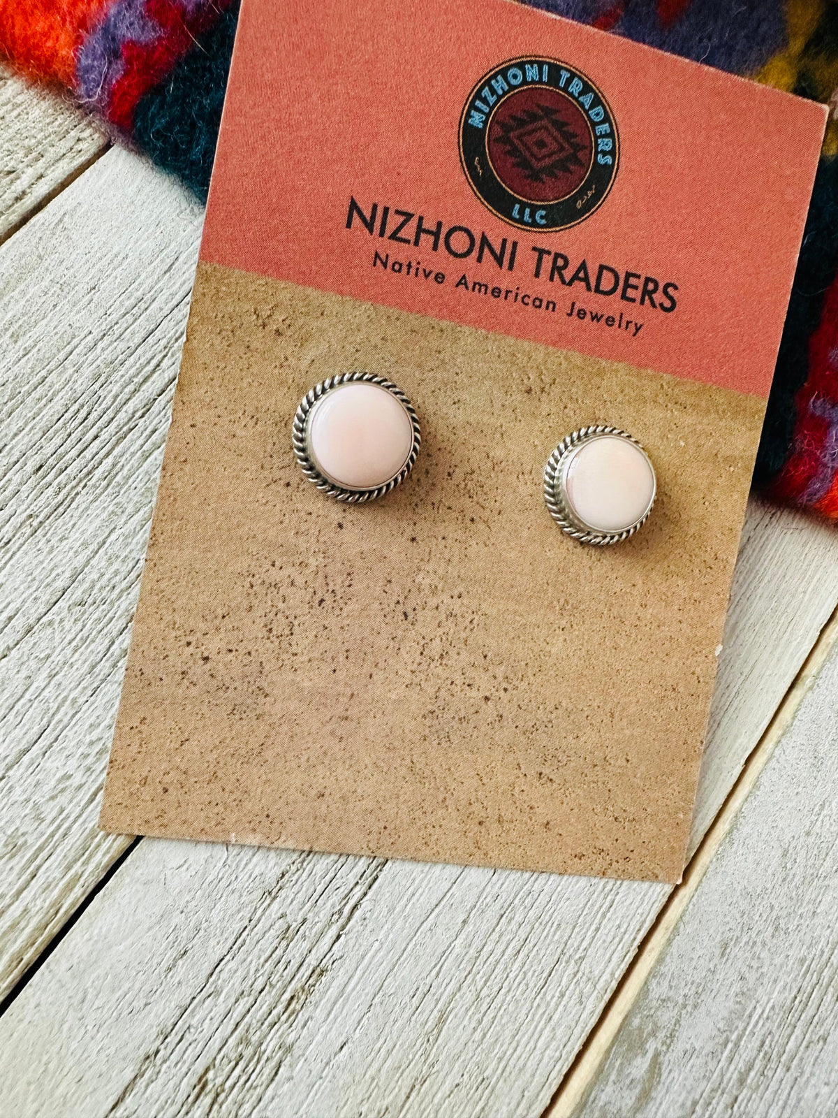 Handcrafted Queen Pink Conch Shell & Sterling Silver Stud Earrings