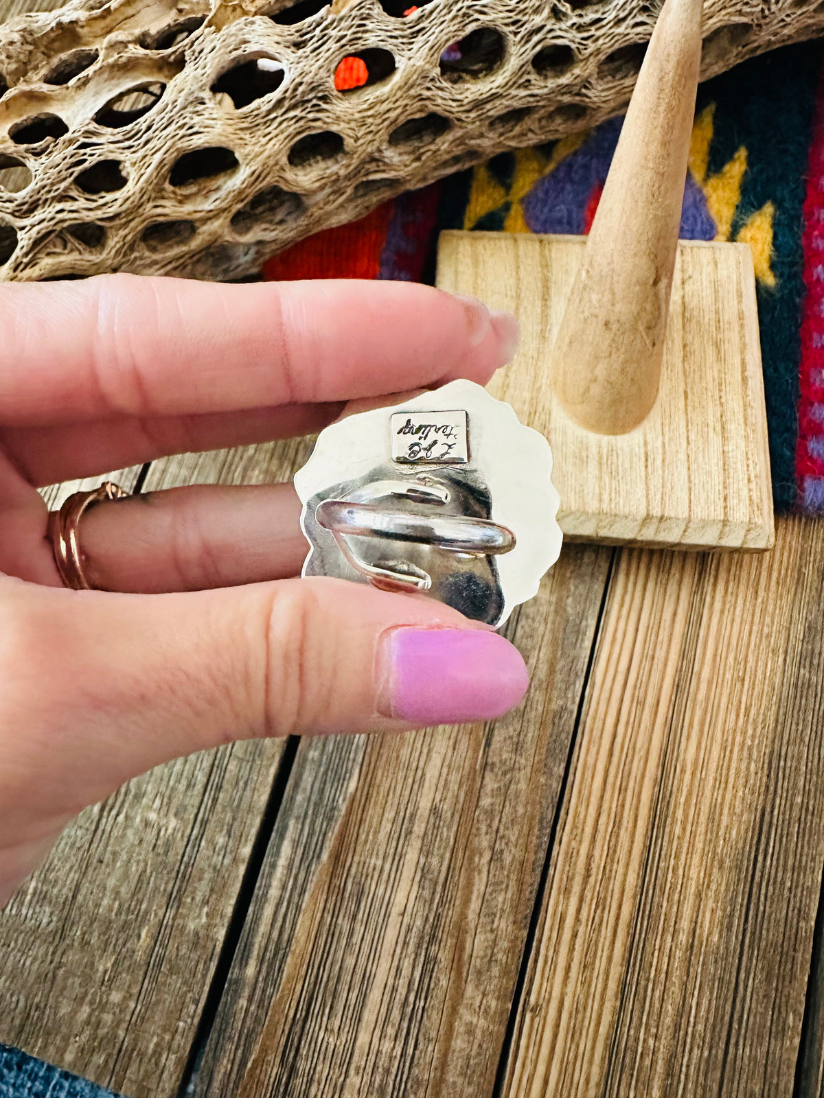 Handcrafted Sterling Silver And White Buffalo Cluster Adjustable Ring
